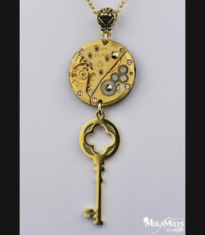 Collier Montre Clé Réversible