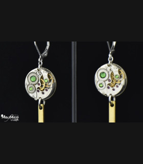 Boucles d'oreilles pendantes steampunk Pendul'or
