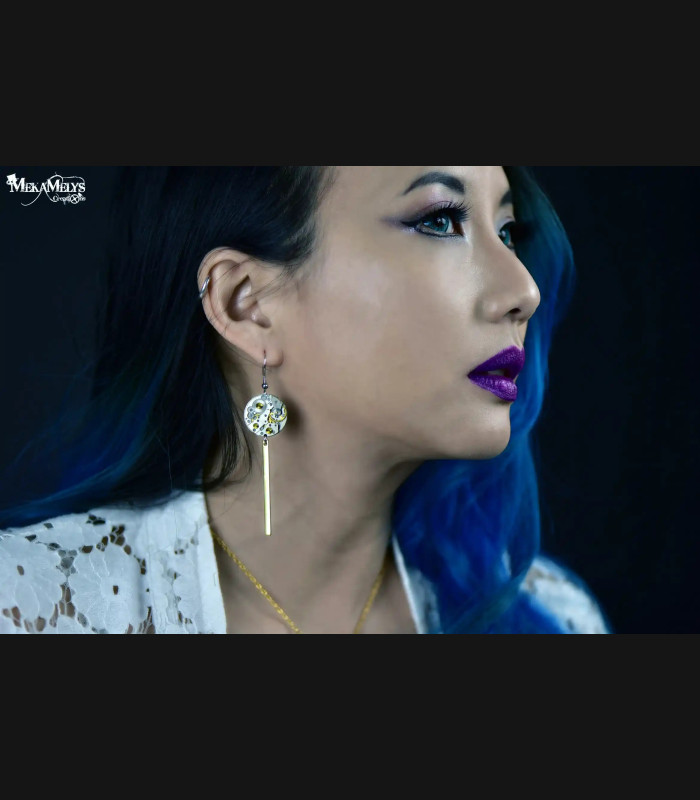 Boucles d'Oreilles Steampunk pendantes Pendul'or | MekaMelys