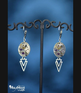 Boucles d'oreilles Rock Mécaniques - Pendentif Flèche - Bijoux Steampunk Unique