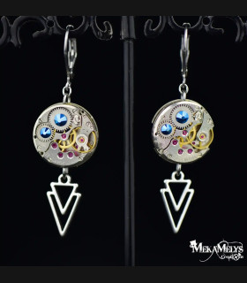 Boucles d'oreilles Rock Mécaniques - Pendentif Flèche - Bijoux Steampunk Unique