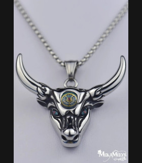 Collier Pendentif Taureau Steampunk Acier Inoxydable