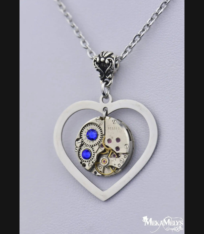 Collier Steampunk Coeur ChronoCoeur | MekaMelys