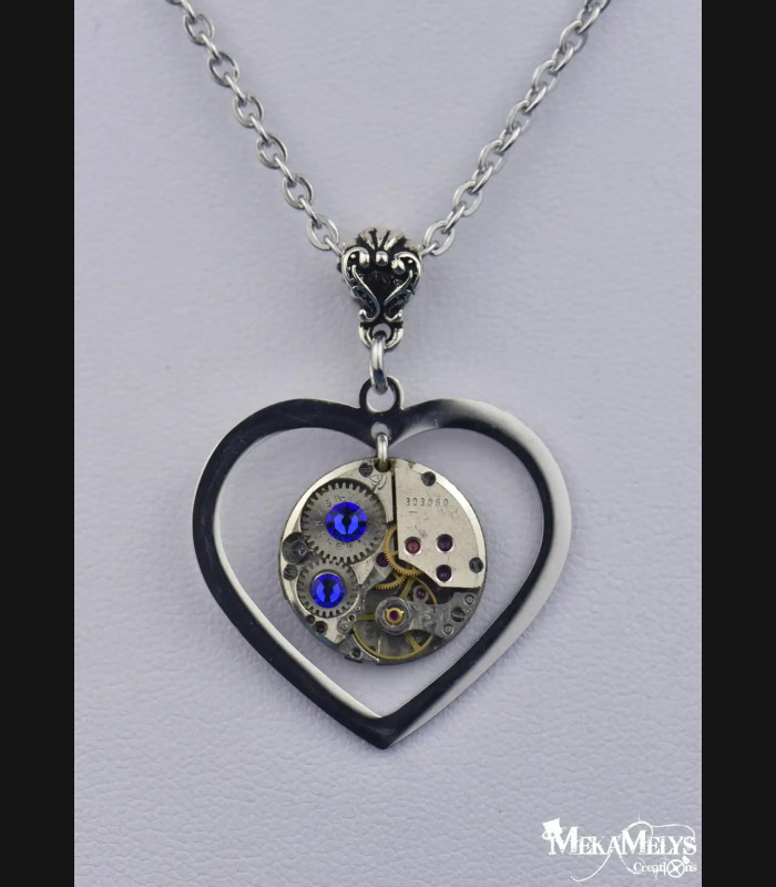 Collier Steampunk Coeur ChronoCoeur | MekaMelys