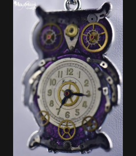 Collier Hibou Steampunk Argenté - Pendentif Mécanique avec Cristaux Swarovski®