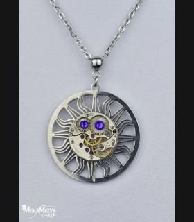 Collier Soleil Femme Unique - Mécanisme d'Horlogerie Visible