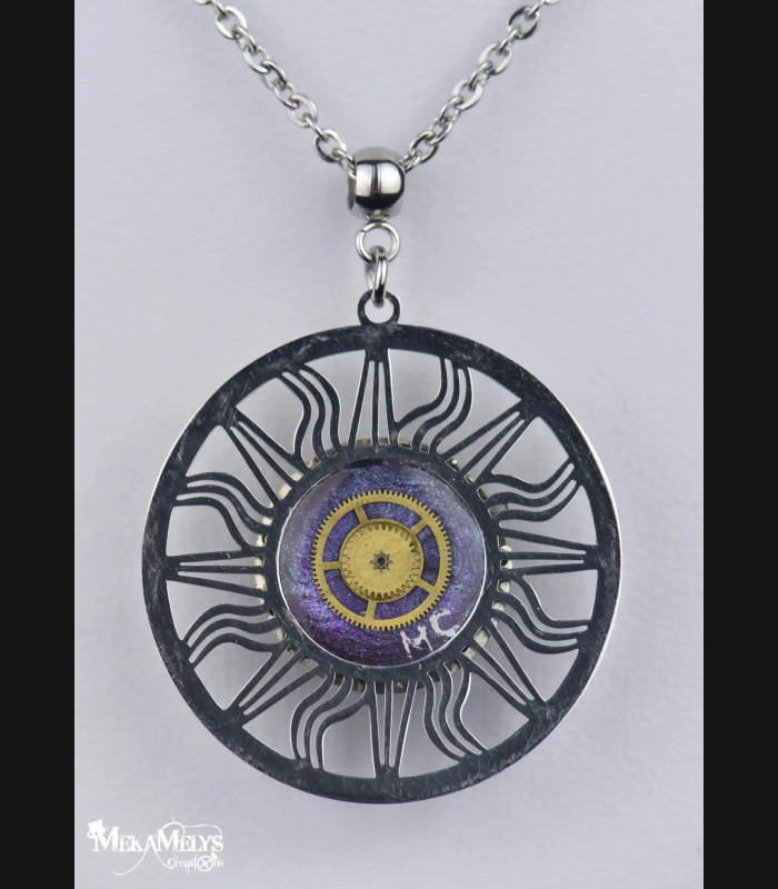 Collier Soleil Femme Unique - Mécanisme d'Horlogerie Visible