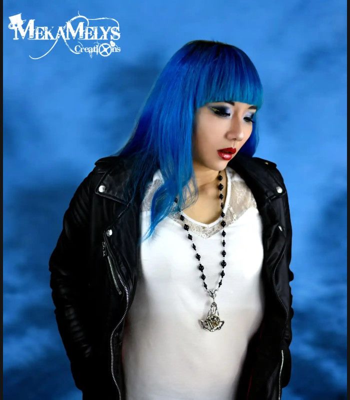 Collier Steampunk Noir et argent Inkaras