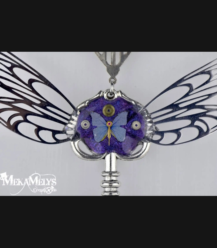 Collier Steampunk Clé volante - Clé Magique, Pendentif Mécanique, Bijou Gothique