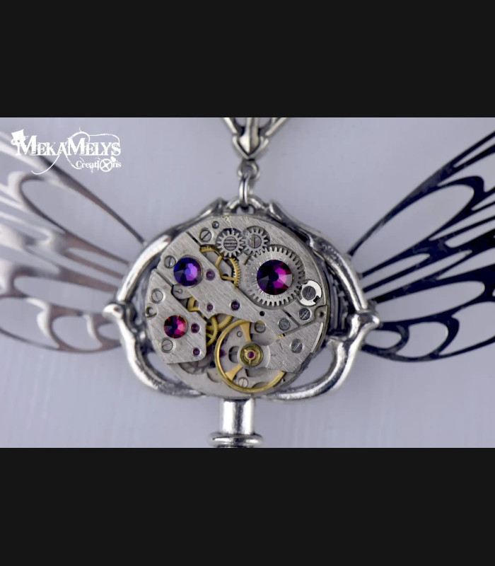 Collier Steampunk Clé volante - Clé Magique, Pendentif Mécanique, Bijou Gothique