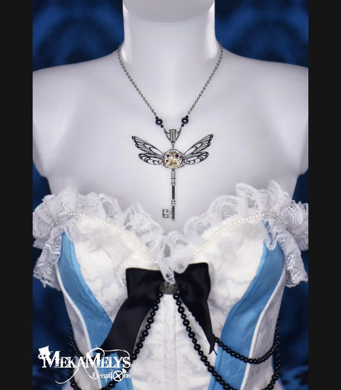 Collier Steampunk Clé volante - Clé Magique, Pendentif Mécanique, Bijou Gothique