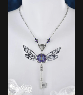 Collier Steampunk Clé volante - Clé Magique, Pendentif Mécanique, Bijou Gothique