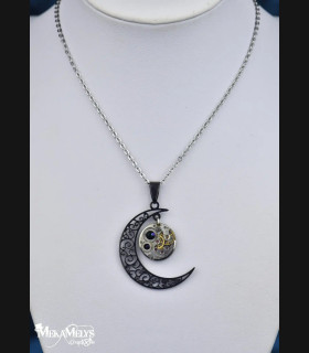 Collier lune Steampunk Artémis