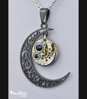 Collier lune Steampunk Artémis