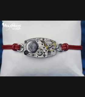 Bracelet steampunk mécanique cuir Epsilon