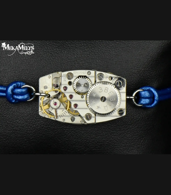 Bracelet steampunk mécanique cuir Epsilon