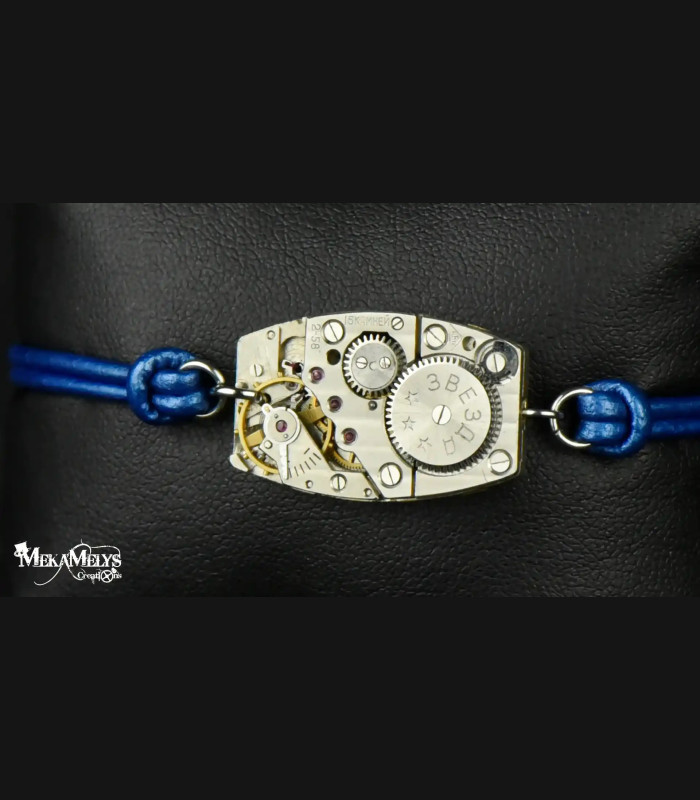 Bracelet steampunk mécanique cuir Epsilon