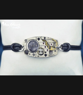 Bracelet steampunk mécanique cuir Epsilon