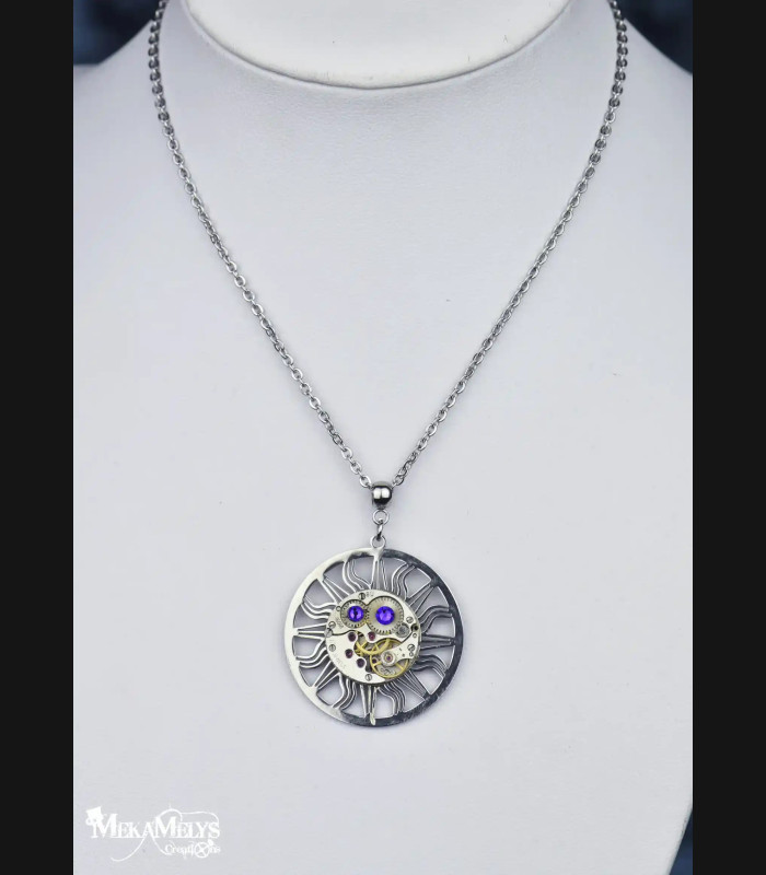 Collier Soleil Femme Unique - Mécanisme d'Horlogerie Visible