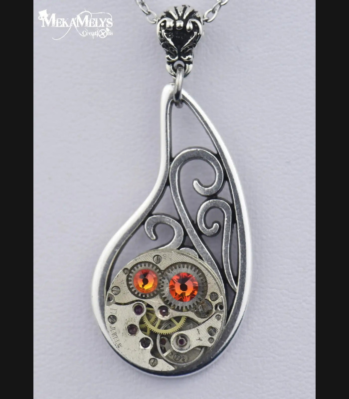 Collier Steampunk Elixir - Pendentif Mécanisme Montre | MekaMelys