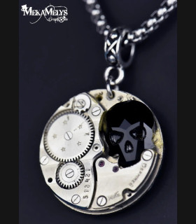 Collier Gothique Steampunk Tête de Mort Mémento Mori