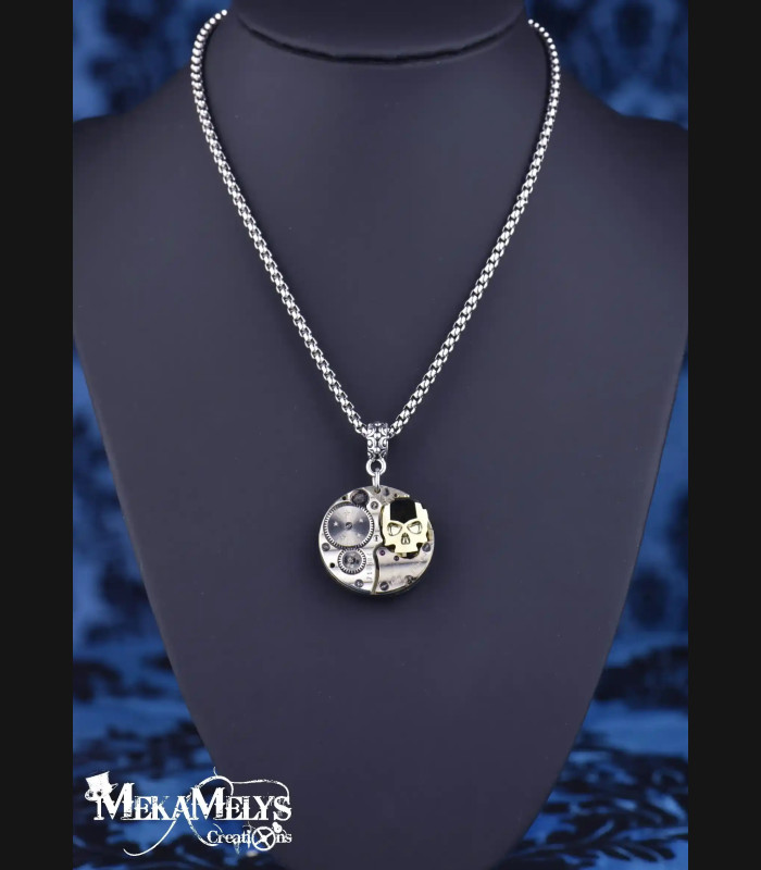 Collier Gothique Steampunk Tête de Mort - Bijou Unique