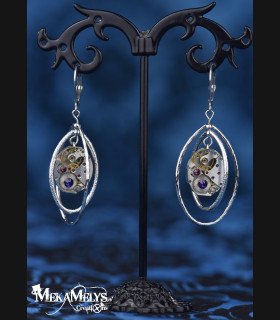 Boucles d'oreilles steampunk Ovale atomic