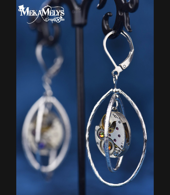 Boucles d'oreilles steampunk Ovale atomic