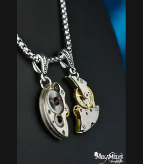 Collier steampunk toi et moi Moitié mécanique
