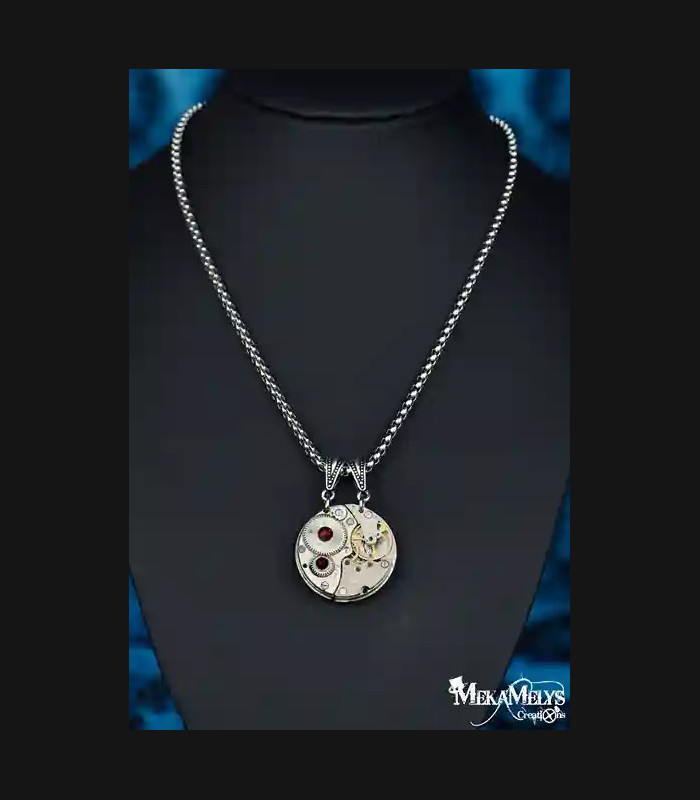 Collier steampunk toi et moi Moitié mécanique