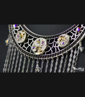 Collier Néréide Bijou Art Déco avec mécanismes de montre et Swarovski®