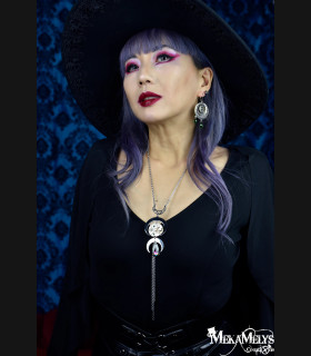 Collier original lune steampunk bijou mécanique