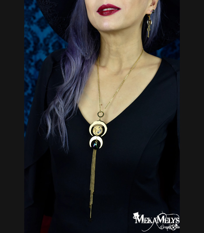 Collier original steampunk Lune Hécate
