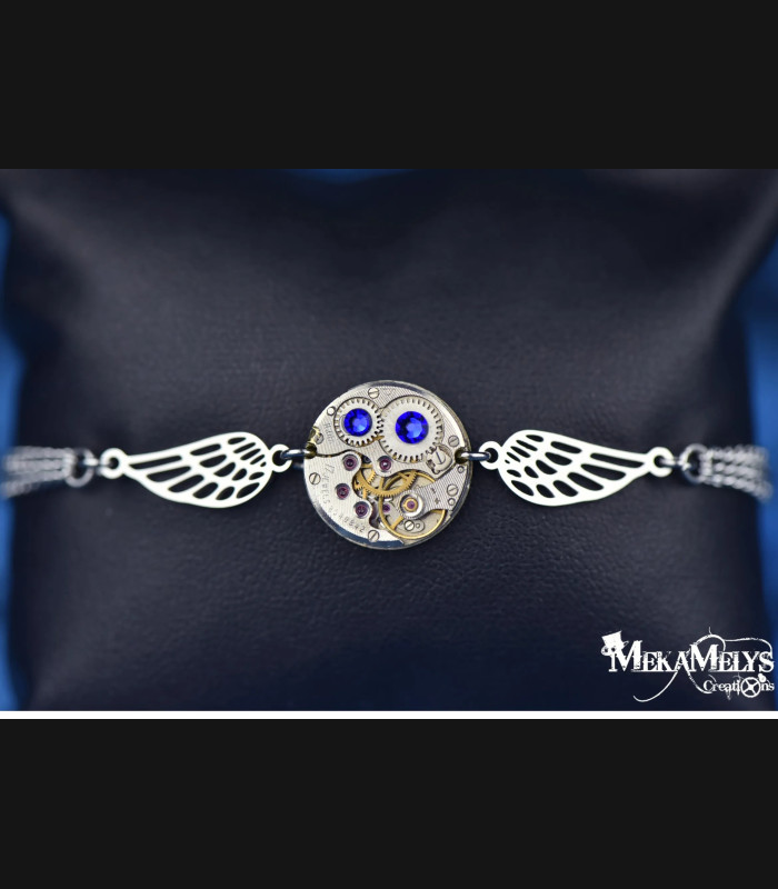 Bracelet Steampunk Vif d'Argent Swarovski | MekaMelys