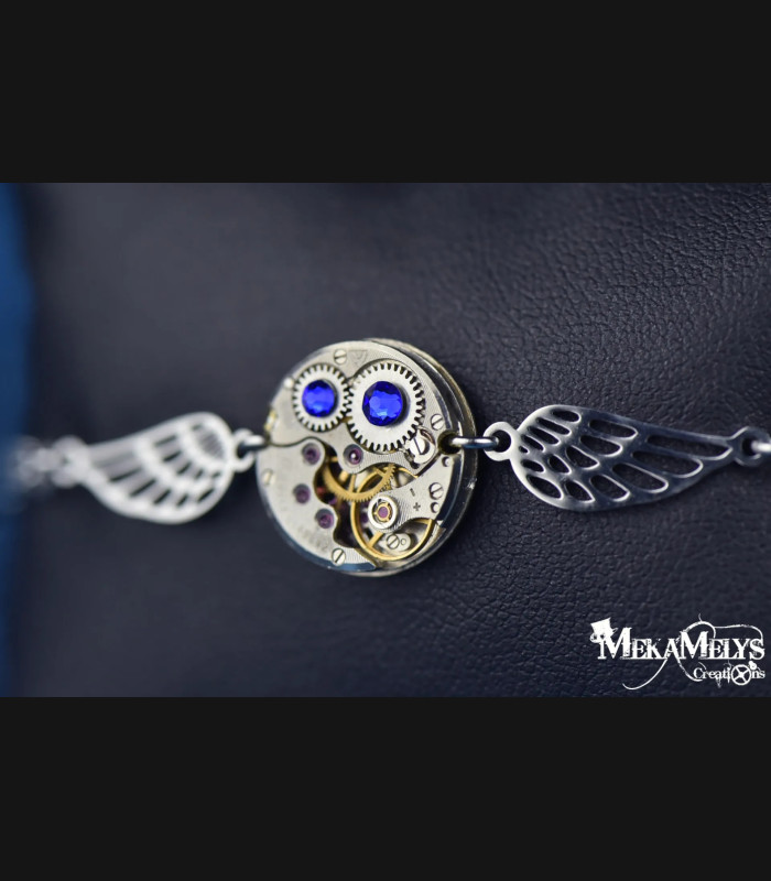 Bracelet Steampunk Vif d'Argent Swarovski | MekaMelys