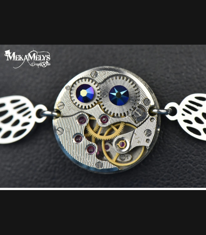 Bracelet steampunk Vif d'Argent avec cristaux Swarovski®