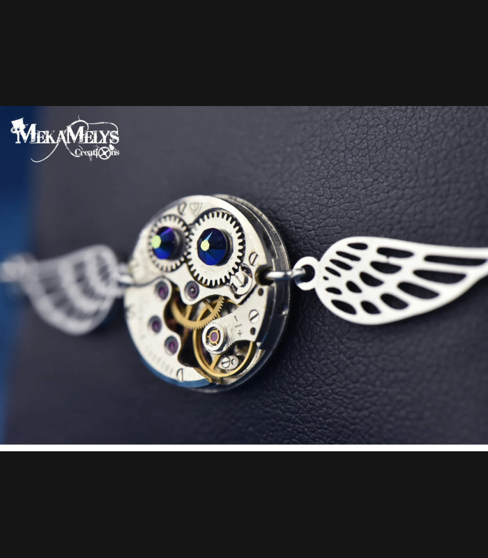 Bracelet steampunk Vif d'Argent avec cristaux Swarovski®