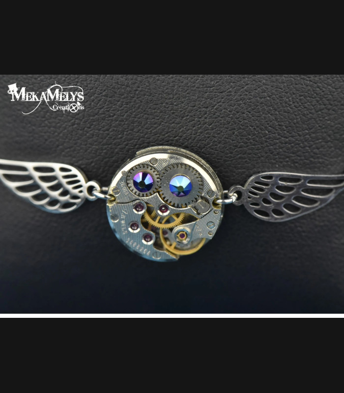 Bracelet steampunk Vif d'Argent avec cristaux Swarovski®
