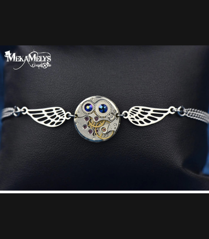 Bracelet steampunk Vif d'Argent avec cristaux Swarovski®