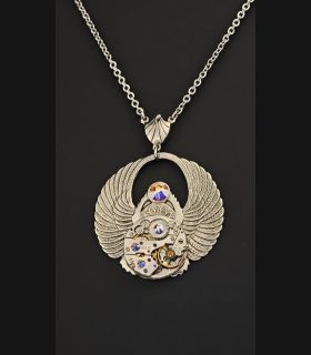 Collier steampunk scarabée Khépri