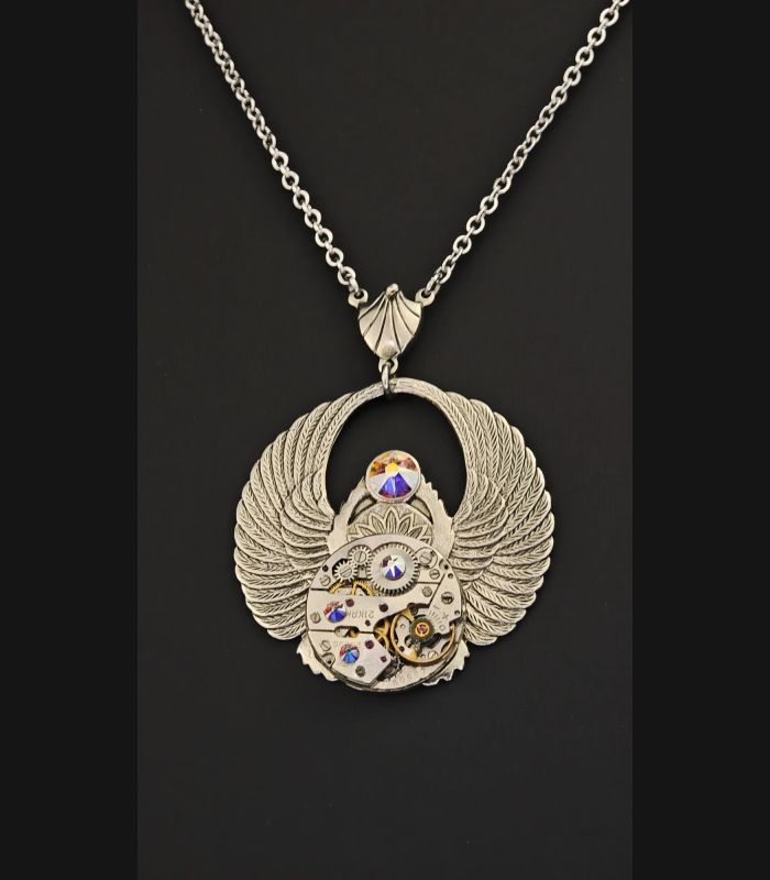 Collier steampunk scarabée Khépri