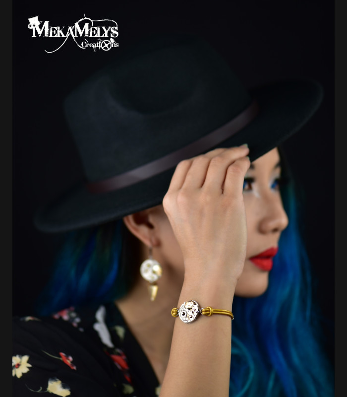 Bracelet mécanique cuir "  SkullAureum"