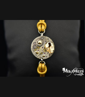 Bracelet mécanique cuir "  SkullAureum"