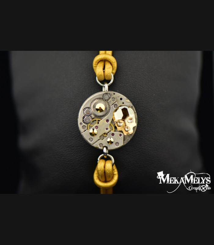 Bracelet mécanique cuir "  SkullAureum"