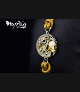 Bracelet mécanique cuir "  SkullAureum"