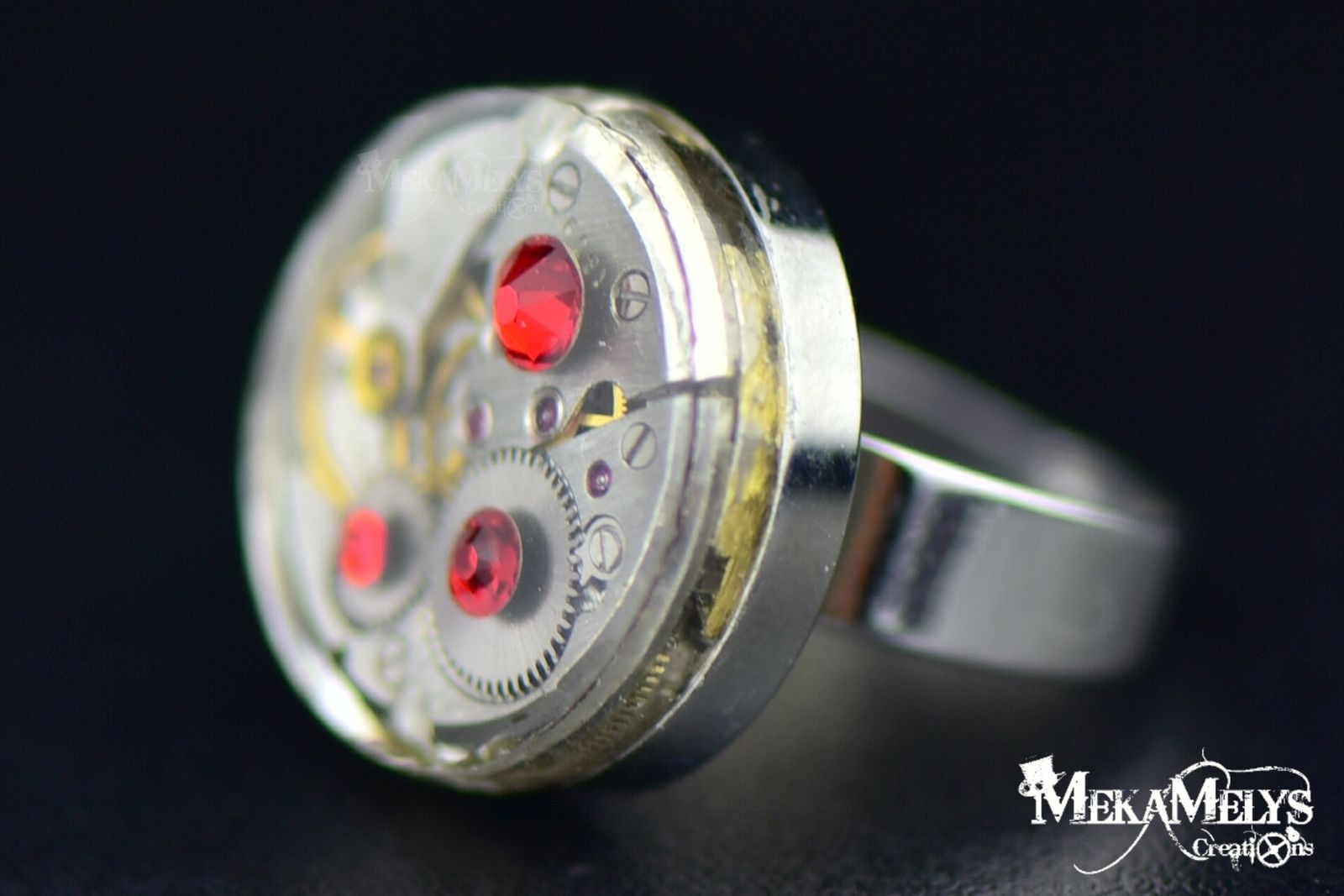 Bague Steampunk avec Mécanisme de montre