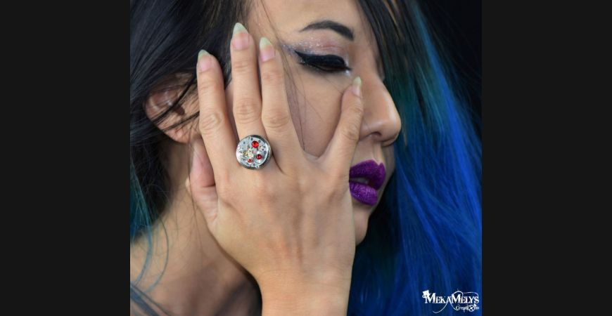 Bague Steampunk avec Mécanisme de montre